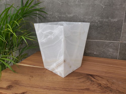 Onyx stone waste basket - stone,